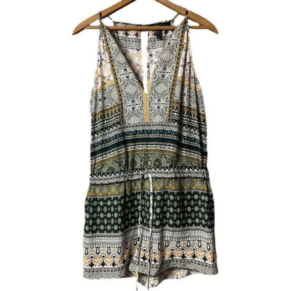 𝅺BCBGMAXAZRIA Romper Green Floral XS‎